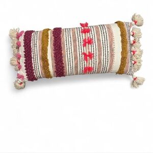 Boho tufted fringe oversized lumbar pillow